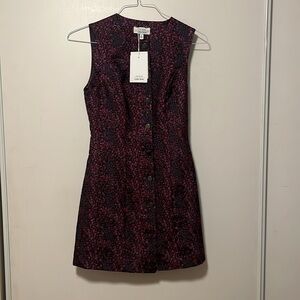 & Other Stories Buttoned Irridescent magenta floral mini dress